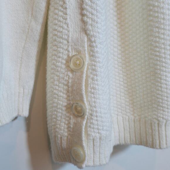 Talbots Women’s Ivory Waffle Knit Pullover Sweater Size M Cotton Blend Crewneck - Picture 5 of 10